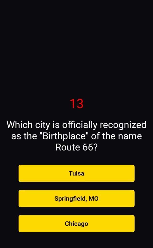 RT 66 App Game Screen